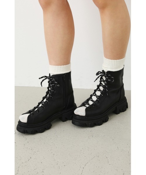 RODEO CROWNS WIDE BOWL(ロデオクラウンズワイドボウル)の「OPEN TOE LACE BOOTS(ブーツ・レディース・ブラック/ベージュ・MEDIUM/LARGE)」の4枚目の写真