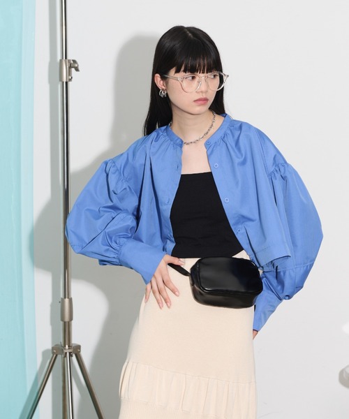 THE YOn(ザヨン)の「【ワンピorクロップドシャツorマーメイドスカートで着用可能】マルチWAYラウンドカフティアードシャツワンピース(シャツワンピース・レディース・ブルー/ホワイト/ホワイト×ネイビー・FREE)」の3枚目の写真