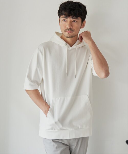 ikka（イッカ）の「【接触冷感／抗菌防臭】5分袖セイケツカイテキパーカー（パーカー・メンズ・ホワイト/グリーン/グレー/ネイビー・S/M/L/XL）」の17枚目の写真