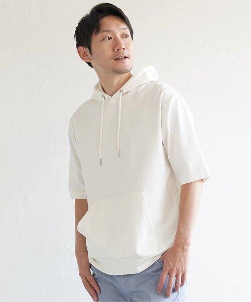 ikka（イッカ）の「【接触冷感／抗菌防臭】5分袖セイケツカイテキパーカー（パーカー・メンズ・ホワイト/グリーン/グレー/ネイビー・S/M/L/XL）」の21枚目の写真