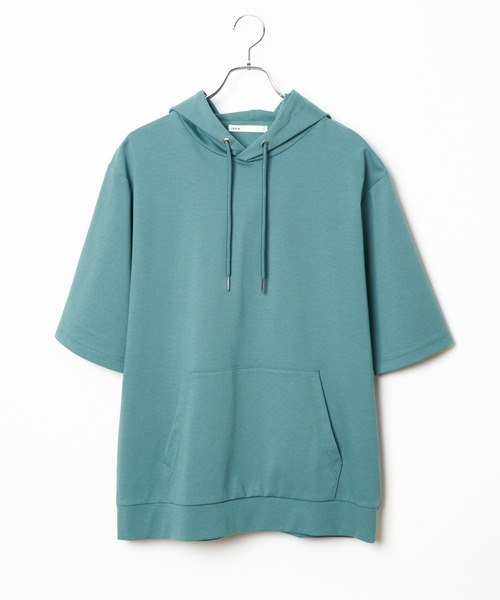 ikka（イッカ）の「【接触冷感／抗菌防臭】5分袖セイケツカイテキパーカー（パーカー・メンズ・ホワイト/グリーン/グレー/ネイビー・S/M/L/XL）」の5枚目の写真