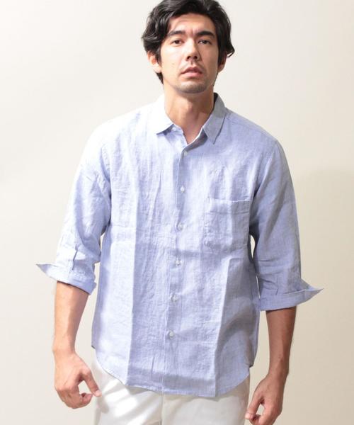 BEAUTY&YOUTH UNITED ARROWS（ビューティーアンドユースユナイテッドアローズ）の「BY リネン クウォータースリーブシャツ ◆（シャツ/ブラウス・メンズ・ホワイト/ナチュラル/ライム/ライトブルー/ロイヤルブルー/ネイビー・X-SMALL/SMALL/MEDIUM/LARGE/X-LARGE）」の18枚目の写真