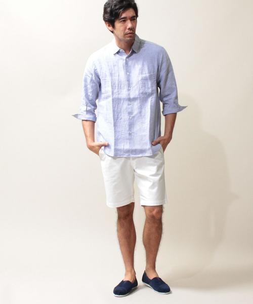 BEAUTY&YOUTH UNITED ARROWS（ビューティーアンドユースユナイテッドアローズ）の「BY リネン クウォータースリーブシャツ ◆（シャツ/ブラウス・メンズ・ホワイト/ナチュラル/ライム/ライトブルー/ロイヤルブルー/ネイビー・X-SMALL/SMALL/MEDIUM/LARGE/X-LARGE）」の19枚目の写真