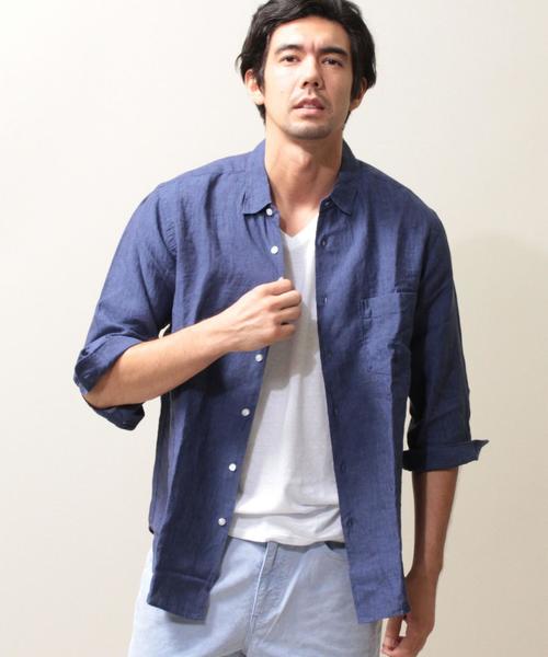 BEAUTY&YOUTH UNITED ARROWS（ビューティーアンドユースユナイテッドアローズ）の「BY リネン クウォータースリーブシャツ ◆（シャツ/ブラウス・メンズ・ホワイト/ナチュラル/ライム/ライトブルー/ロイヤルブルー/ネイビー・X-SMALL/SMALL/MEDIUM/LARGE/X-LARGE）」の21枚目の写真