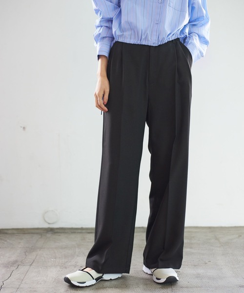 LEPSIM（レプシィム）の「ハイウエストタックスラックスパンツ　190680（デニムパンツ・レディース・グレー/ブラック/ピンク・MEDIUM/LARGE）」の2枚目の写真