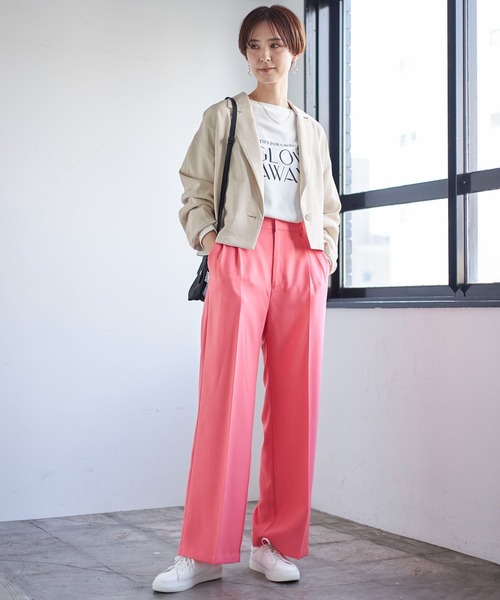 LEPSIM（レプシィム）の「ハイウエストタックスラックスパンツ　190680（デニムパンツ・レディース・グレー/ブラック/ピンク・MEDIUM/LARGE）」の9枚目の写真