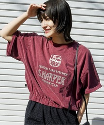 CUBE SUGAR（キューブシュガー）の「パウダー加工ロゴプリントバックスリットTシャツ（Tシャツ/カットソー）」