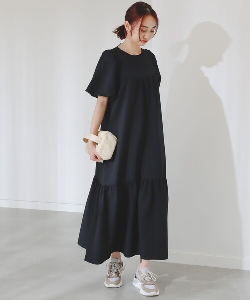 【美品】ビームスゴルフ　ストライプ　ワンピース　シアサッカー　ネイビー　M 美品】ビームスゴルフ ストライプ ワンピース シアサッカー