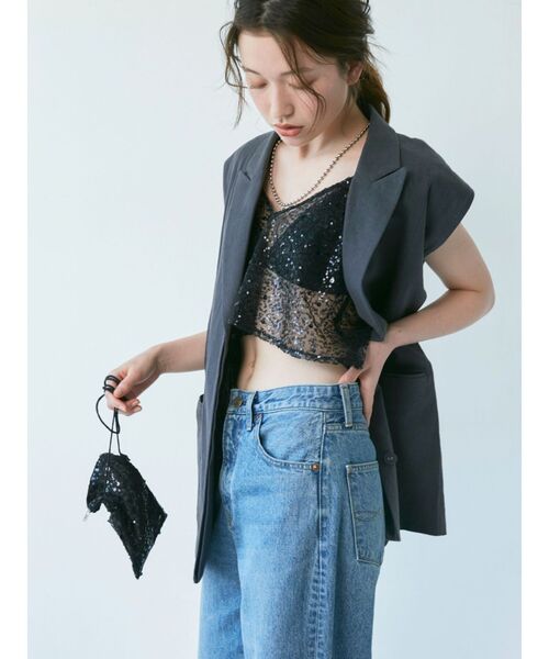 Ungrid（アングリッド）の「リネン混ノースリジャケット（テーラードジャケット・レディース・チャコールグレー/ベージュ・FREE）」の7枚目の写真