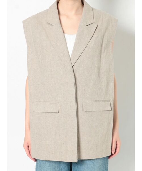 Ungrid（アングリッド）の「リネン混ノースリジャケット（テーラードジャケット・レディース・チャコールグレー/ベージュ・FREE）」の14枚目の写真