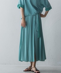 シャンブレー異素材ドッキングスカート≪セットアップ対応/WEB別注カラーあり≫