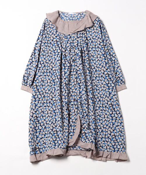 sandy（サンディー）の「sandy/フリルカラーピンタックワンピース（ワンピース・レディース・グレー/ネイビー・FREE）」の2枚目の写真