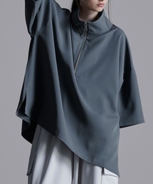 ドレープトロミ ハーフジップオーバーシャツティー