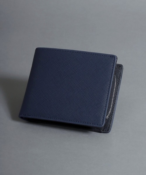 SITRY（シトリー）の「Saffiano Synthetic Leather bi-fold wallet/サフィアーノ フェイクレザー 2つ折り 財布（財布・メンズ・ネイビー/ブラック・FREE）」の2枚目の写真