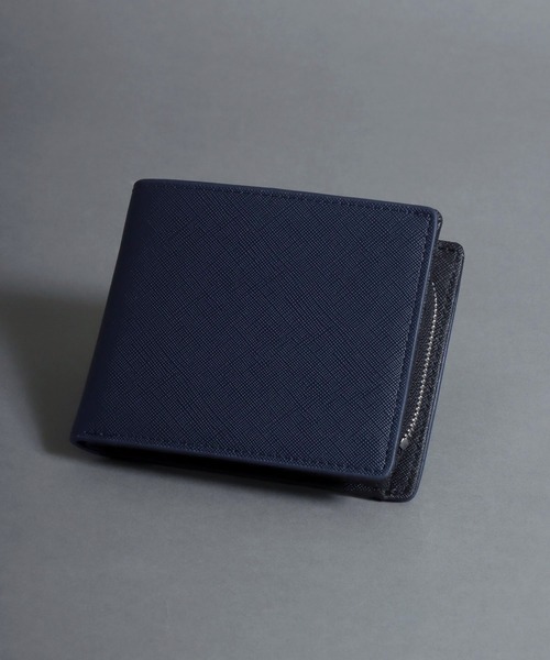 SITRY（シトリー）の「Saffiano Synthetic Leather bi-fold wallet/サフィアーノ フェイクレザー 2つ折り 財布（財布・メンズ・ネイビー/ブラック・FREE）」の4枚目の写真