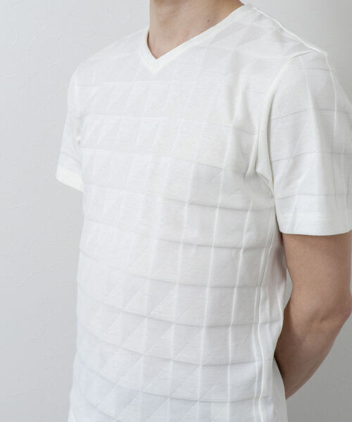 Stutostein Nolley's(シュテットシュタインノーリーズ)の「幾何学リンクスVネックTシャツ(Tシャツ/カットソー・メンズ・ライトブルー/グレイッシュベージュ/ホワイト/ネイビー・L/M/XL/S)」の18枚目の写真