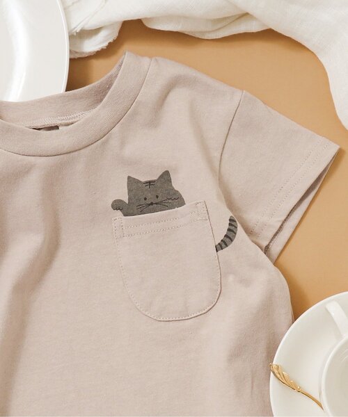 apres les cours（アプレレクール）の「【WEB限定】ポケットモチーフTシャツ（Tシャツ/カットソー・キッズ・チャコール/ベージュ/ラベンダー/グリーン/アイボリー・80/90/100/110/120/130）」の4枚目の写真