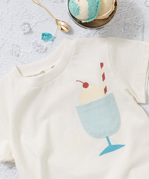 apres les cours（アプレレクール）の「【WEB限定】ポケットモチーフTシャツ（Tシャツ/カットソー・キッズ・チャコール/ベージュ/ラベンダー/グリーン/アイボリー・80/90/100/110/120/130）」の2枚目の写真