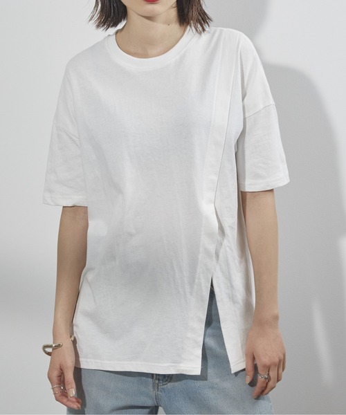 ECRIRE(エクリール)の「【yunコラボ】アシンメトリースリットカットソー(Tシャツ/カットソー・レディース・ホワイト/ブラック/ブルー・M/L)」の10枚目の写真