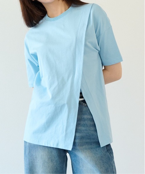 ECRIRE(エクリール)の「【yunコラボ】アシンメトリースリットカットソー(Tシャツ/カットソー・レディース・ホワイト/ブラック/ブルー・M/L)」の17枚目の写真