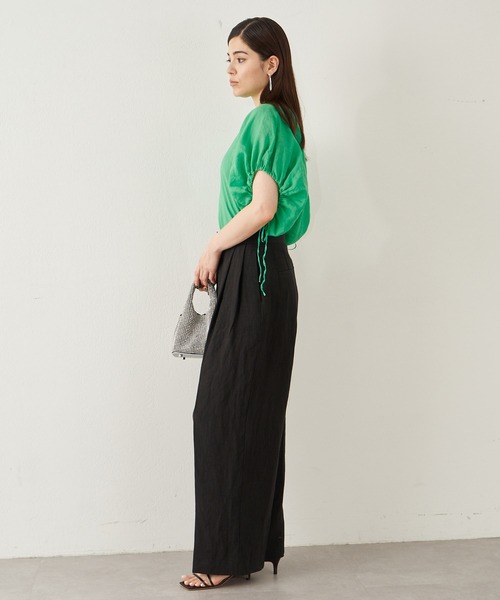 Whim Gazette(ウィムガゼット)の「リネンセンタープレスパンツ(スラックス・レディース・サックスブルー/ブラック/ベージュ・36/38)」の9枚目の写真