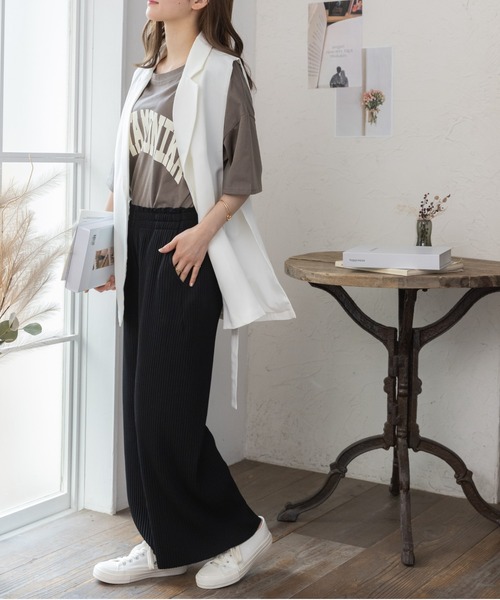 COCOMOMO（ココモモ）の「サイドベルトデザイン ジレ ベスト（ベスト・レディース・ベージュ/ブラック/ホワイト/アイボリー・L/M）」の9枚目の写真