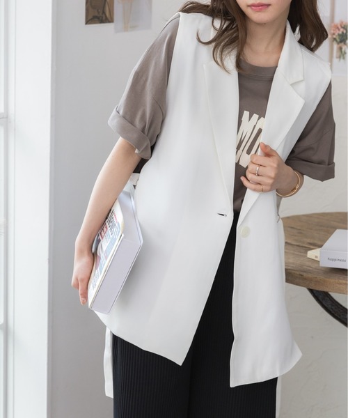 COCOMOMO（ココモモ）の「サイドベルトデザイン ジレ ベスト（ベスト・レディース・ベージュ/ブラック/ホワイト/アイボリー・L/M）」の8枚目の写真