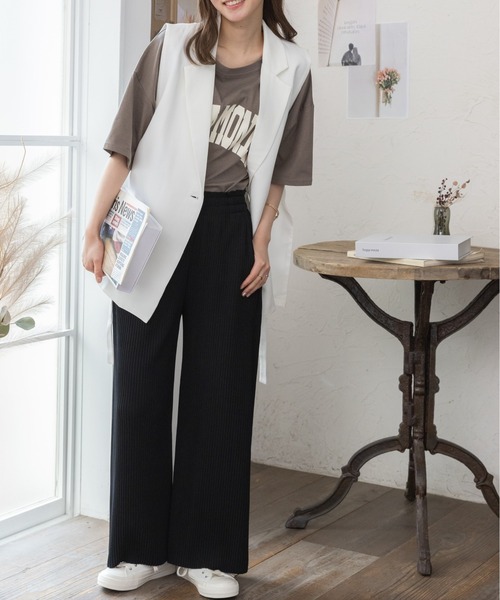 COCOMOMO（ココモモ）の「サイドベルトデザイン ジレ ベスト（ベスト・レディース・ベージュ/ブラック/ホワイト/アイボリー・L/M）」の10枚目の写真