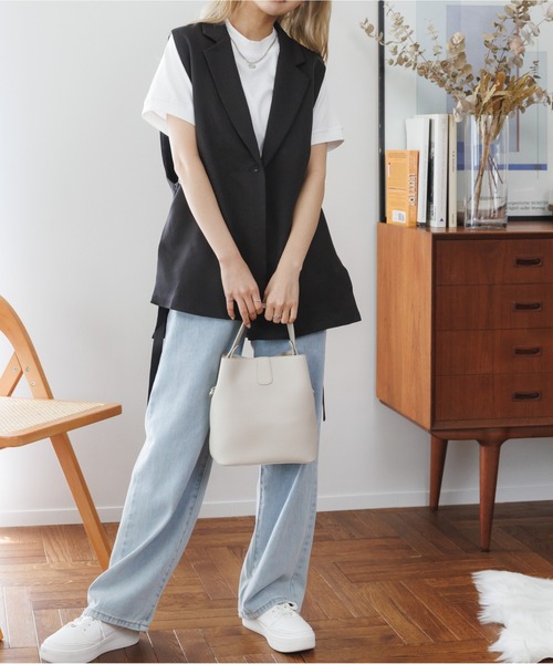 COCOMOMO（ココモモ）の「サイドベルトデザイン ジレ ベスト（ベスト・レディース・ベージュ/ブラック/ホワイト/アイボリー・L/M）」の11枚目の写真