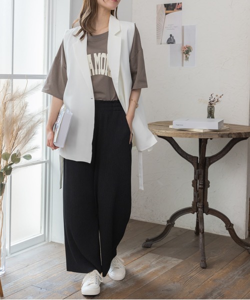 COCOMOMO（ココモモ）の「サイドベルトデザイン ジレ ベスト（ベスト・レディース・ベージュ/ブラック/ホワイト/アイボリー・L/M）」の14枚目の写真