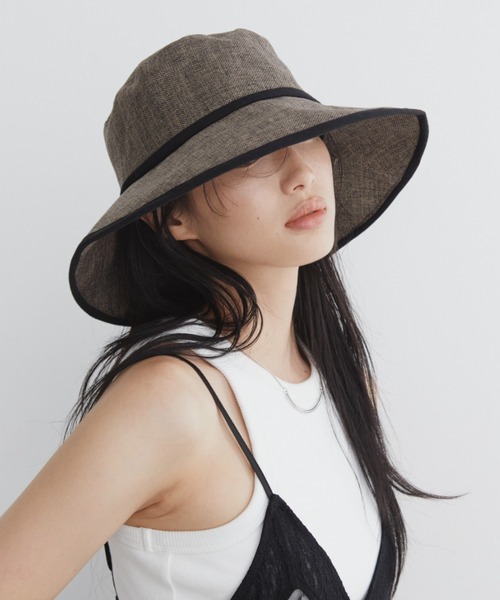 Aunt Marie's（アントマリーズ）の「パイピングジュートハット　/ UVカット / 抗菌防臭機能 / サイズ調整可能（ハット・レディース・ナチュラル/ブラウン/ブラック/グレイッシュベージュ・FREE）」の19枚目の写真