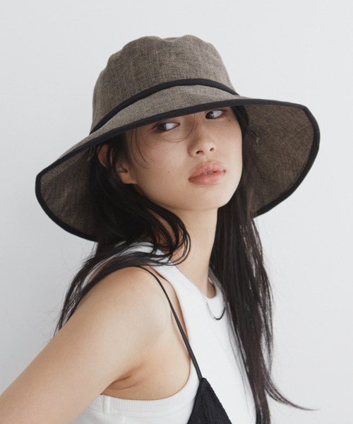 Aunt Marie's（アントマリーズ）の「パイピングジュートハット　/ UVカット / 抗菌防臭機能 / サイズ調整可能（ハット・レディース・ナチュラル/ブラウン/ブラック/グレイッシュベージュ・FREE）」の22枚目の写真