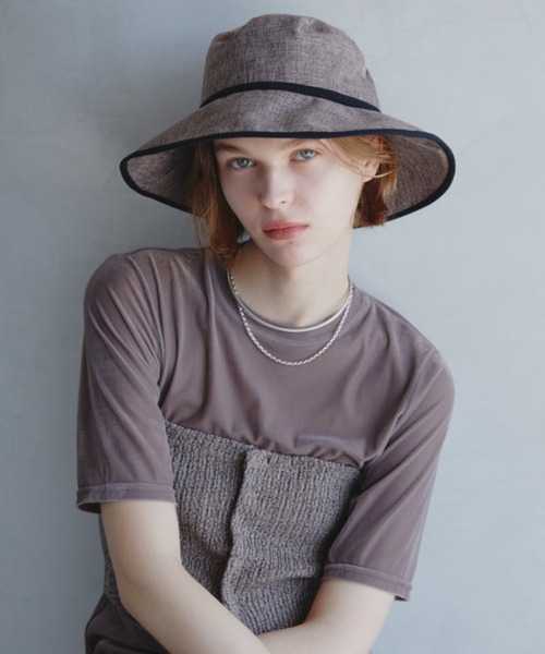 Aunt Marie's（アントマリーズ）の「パイピングジュートハット　/ UVカット / 抗菌防臭機能 / サイズ調整可能（ハット・レディース・ナチュラル/ブラウン/ブラック/グレイッシュベージュ・FREE）」の7枚目の写真