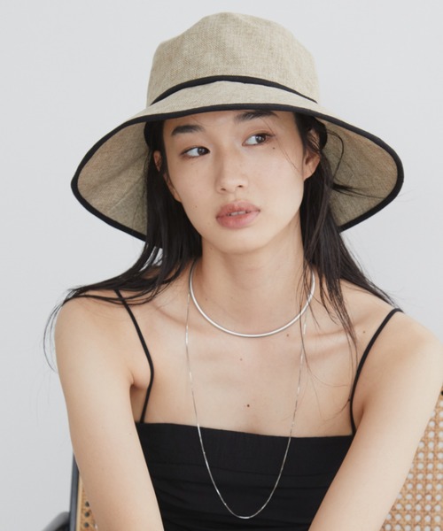 Aunt Marie's（アントマリーズ）の「パイピングジュートハット　/ UVカット / 抗菌防臭機能 / サイズ調整可能（ハット・レディース・ナチュラル/ブラウン/ブラック/グレイッシュベージュ・FREE）」の14枚目の写真