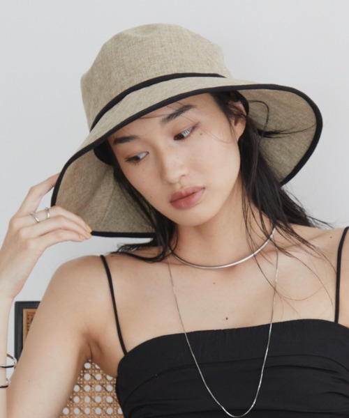 Aunt Marie's（アントマリーズ）の「パイピングジュートハット　/ UVカット / 抗菌防臭機能 / サイズ調整可能（ハット・レディース・ナチュラル/ブラウン/ブラック/グレイッシュベージュ・FREE）」の11枚目の写真