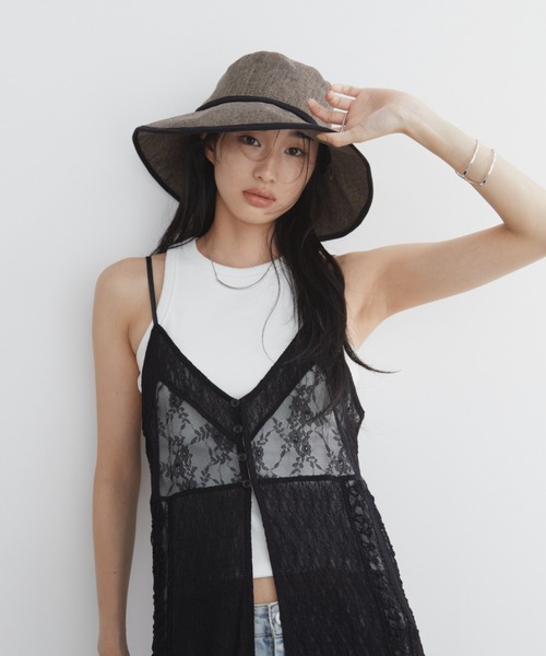 Aunt Marie's（アントマリーズ）の「パイピングジュートハット　/ UVカット / 抗菌防臭機能 / サイズ調整可能（ハット・レディース・ナチュラル/ブラウン/ブラック/グレイッシュベージュ・FREE）」の16枚目の写真