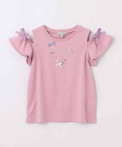 ANY(エニィ)の「刺繍 オン・オフショルダー Tシャツ(Tシャツ/カットソー・キッズ・ライラック系/ライトイエロー系/ピンク系/アイボリー系・100/110/120/130)」の15枚目の写真