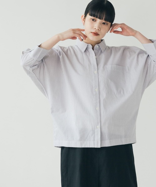 FORK&SPOON（フォークアンドスプーン）の「FORK&SPOON　7分袖ドルマンシャツ（シャツ/ブラウス・レディース・オフホワイト/グレー/ネイビー・1）」の3枚目の写真