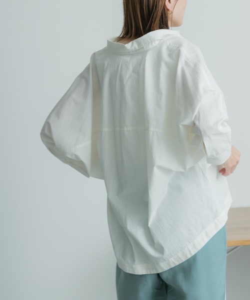 FORK&SPOON（フォークアンドスプーン）の「FORK&SPOON　7分袖ドルマンシャツ（シャツ/ブラウス・レディース・オフホワイト/グレー/ネイビー・1）」の5枚目の写真