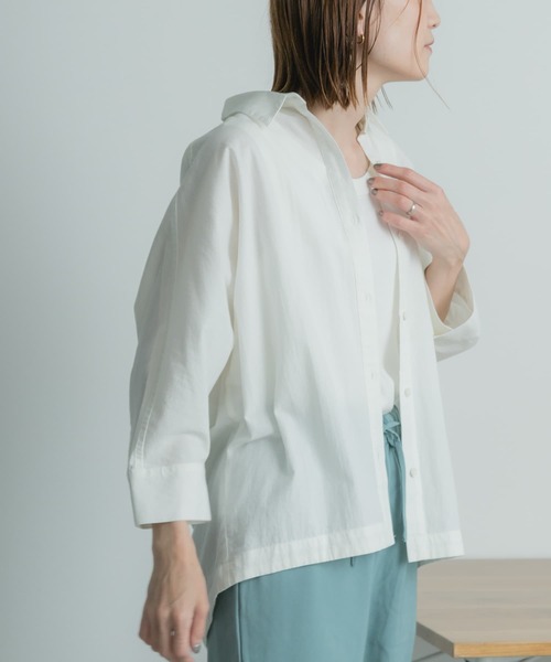 FORK&SPOON（フォークアンドスプーン）の「FORK&SPOON　7分袖ドルマンシャツ（シャツ/ブラウス・レディース・オフホワイト/グレー/ネイビー・1）」の6枚目の写真