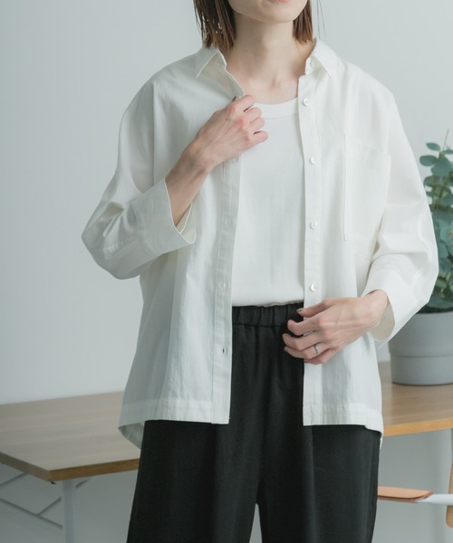 FORK&SPOON（フォークアンドスプーン）の「FORK&SPOON　7分袖ドルマンシャツ（シャツ/ブラウス・レディース・オフホワイト/グレー/ネイビー・1）」の9枚目の写真