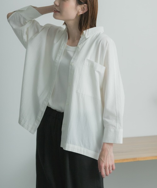 FORK&SPOON（フォークアンドスプーン）の「FORK&SPOON　7分袖ドルマンシャツ（シャツ/ブラウス・レディース・オフホワイト/グレー/ネイビー・1）」の10枚目の写真