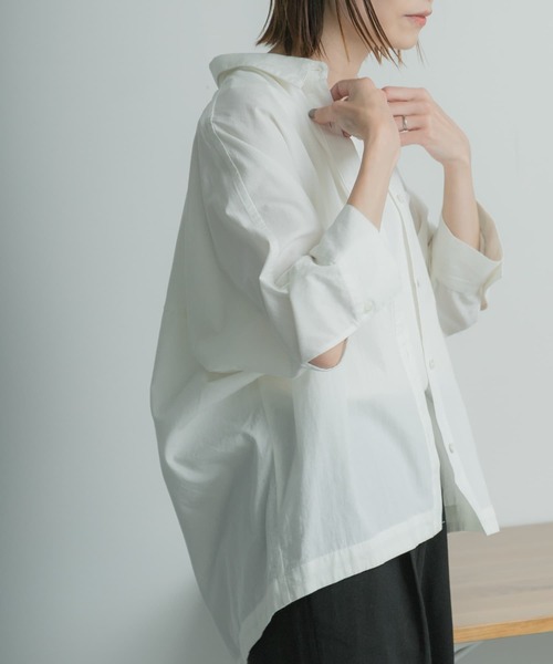 FORK&SPOON（フォークアンドスプーン）の「FORK&SPOON　7分袖ドルマンシャツ（シャツ/ブラウス・レディース・オフホワイト/グレー/ネイビー・1）」の13枚目の写真