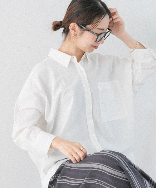 FORK&SPOON（フォークアンドスプーン）の「FORK&SPOON　7分袖ドルマンシャツ（シャツ/ブラウス・レディース・オフホワイト/グレー/ネイビー・1）」の16枚目の写真