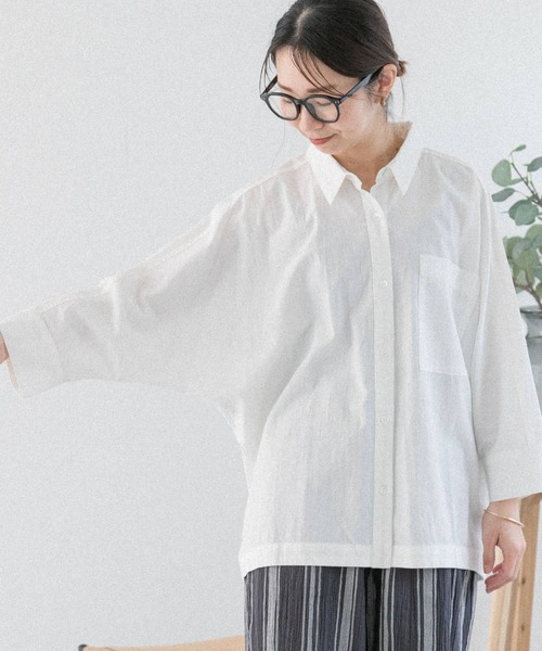 FORK&SPOON（フォークアンドスプーン）の「FORK&SPOON　7分袖ドルマンシャツ（シャツ/ブラウス・レディース・オフホワイト/グレー/ネイビー・1）」の17枚目の写真