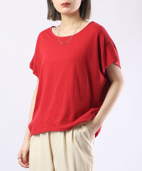 FUNALIVE(ファンアライブ)の「PAGE ONE TC天竺接触冷感すっきり見え 袖なしPO(Tシャツ/カットソー・レディース・レッド/グリーン系/グレイッシュベージュ/ブラック/オフホワイト・M-L)」の5枚目の写真
