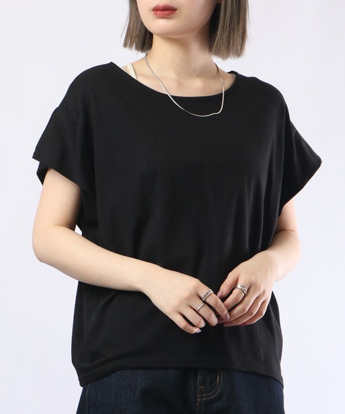 FUNALIVE(ファンアライブ)の「PAGE ONE TC天竺接触冷感すっきり見え 袖なしPO(Tシャツ/カットソー・レディース・レッド/グリーン系/グレイッシュベージュ/ブラック/オフホワイト・M-L)」の3枚目の写真
