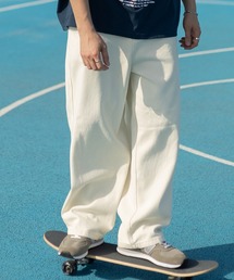 ヴィンテージライクワイドデニムパンツ/ワイドテーパード/ワイドシルエット/ウエストシャーリング