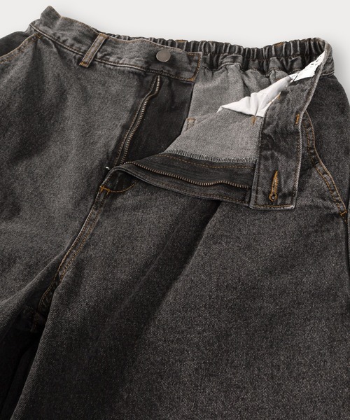 TIMELY WARNING(タイムリーワーニング)の「ヴィンテージライクワイドデニムパンツ/ワイドテーパード/ワイドシルエット/ウエストシャーリング(デニムパンツ・メンズ・ライトインディゴブルー/ケミカルウォッシュ/オフホワイト/グレー/ブラック・M/L)」の13枚目の写真