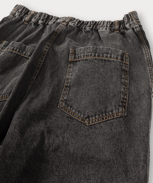 TIMELY WARNING(タイムリーワーニング)の「ヴィンテージライクワイドデニムパンツ/ワイドテーパード/ワイドシルエット/ウエストシャーリング(デニムパンツ・メンズ・ライトインディゴブルー/ケミカルウォッシュ/オフホワイト/グレー/ブラック・M/L)」の15枚目の写真